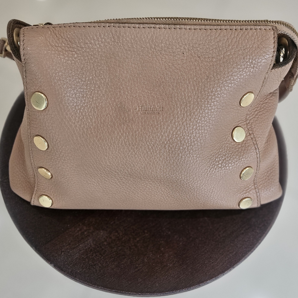 Hammitt Blush Leather Shoulder Bag with Gold Studs